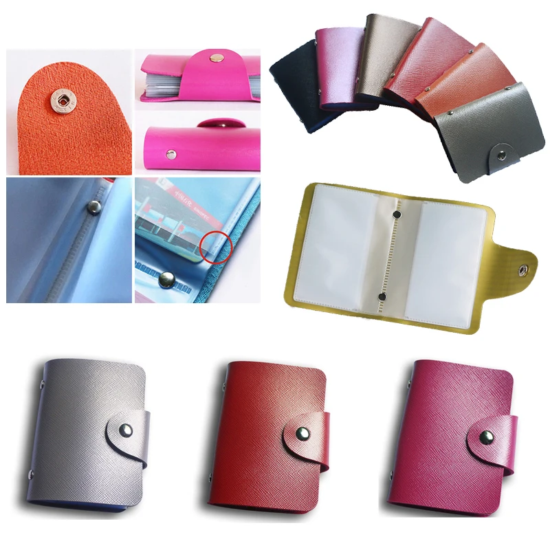 

New Leather Function 24 Bits Card Case Business Card Holder Men Women Credit Passport Card Bag ID Passport Card Wallet 8 Colors