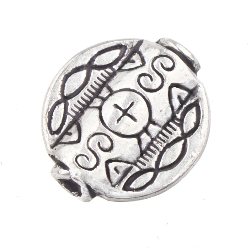

Бусины для изготовления круглых плоских этнических металлических античных тибетских ювелирных изделий 18 мм 20 шт. «сделай сам»