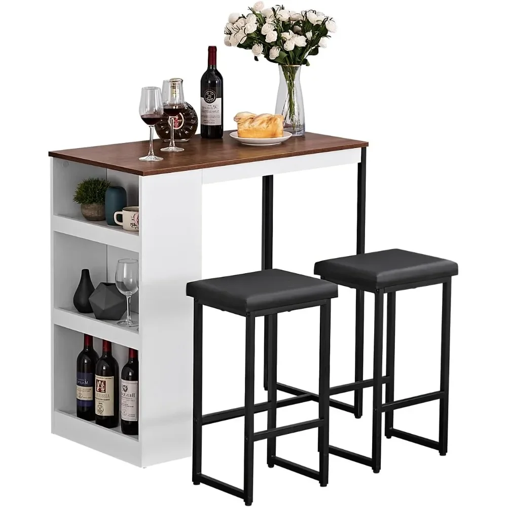 Набор обеденных столов из трех предметов. Кухонный барный стол с двумя