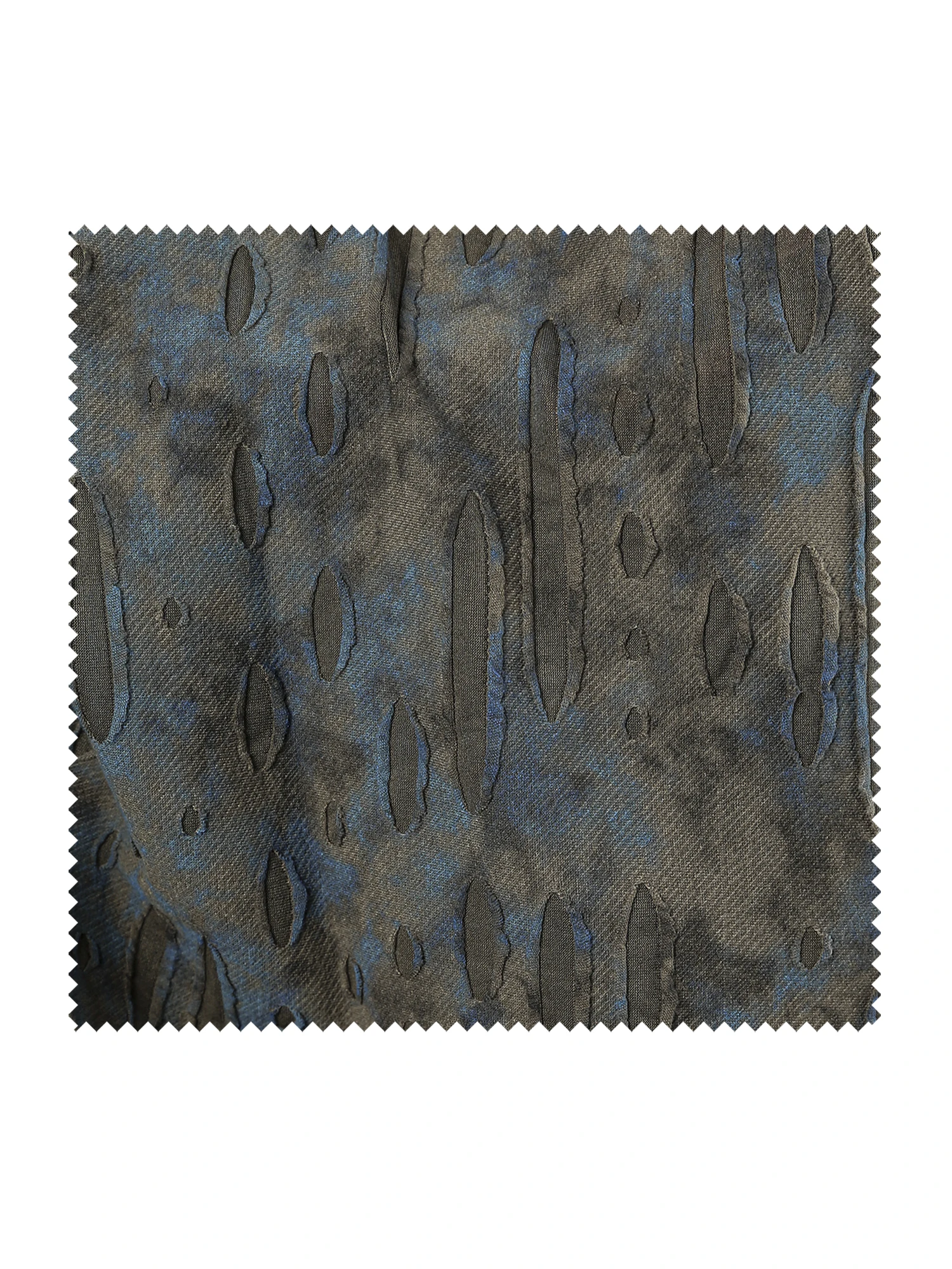 Трикотажная ткань в голубую точку с рисунком улыбки реконструированная