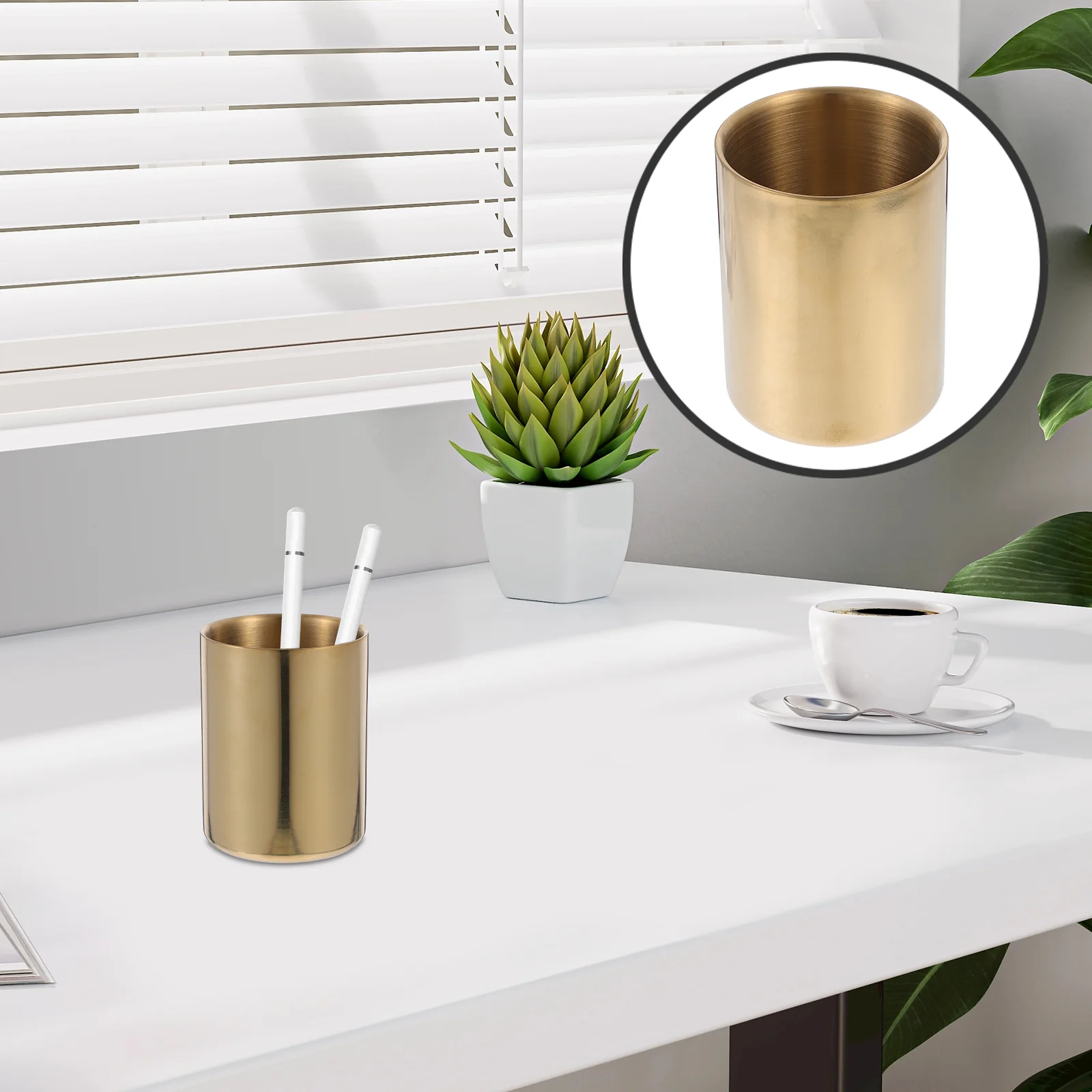 

Tabletop Pen Holder Stationery Organizer Makeup Brush Storage Container Large Capacity Pen Holder