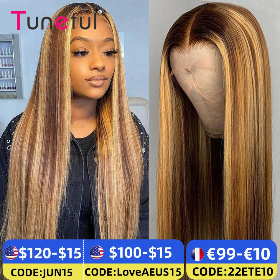 

Skin Melt HD Transparent Highlight Colored Human Hair Wigs13x4 Lace Front Human Hair Wigs For Women Straight Lace Frontal Wigs