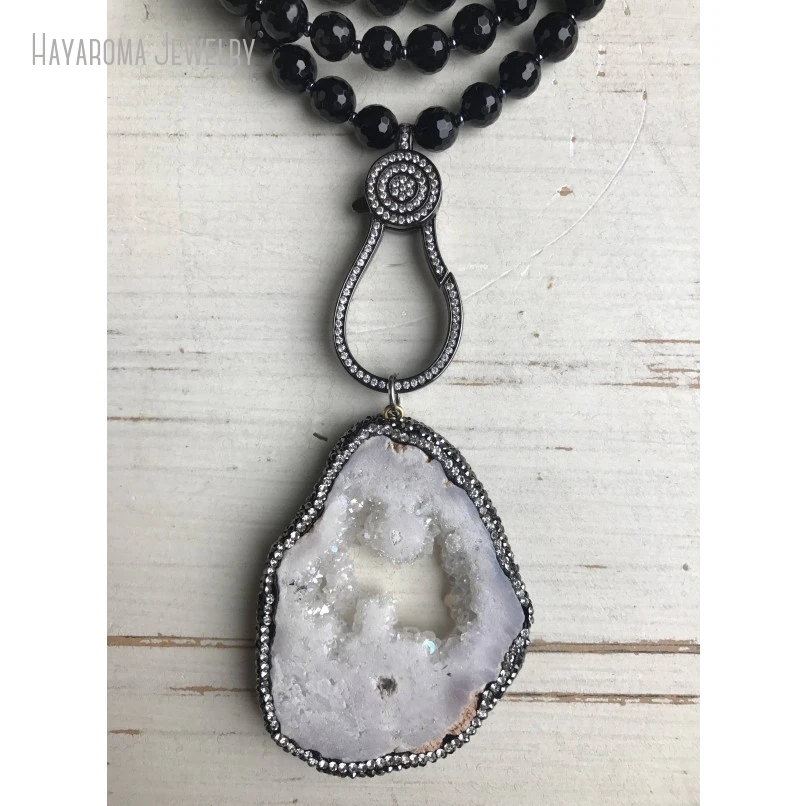 10 шт. большая застежка из бронзы с кристаллами и Pave подвеска белого камня друзы