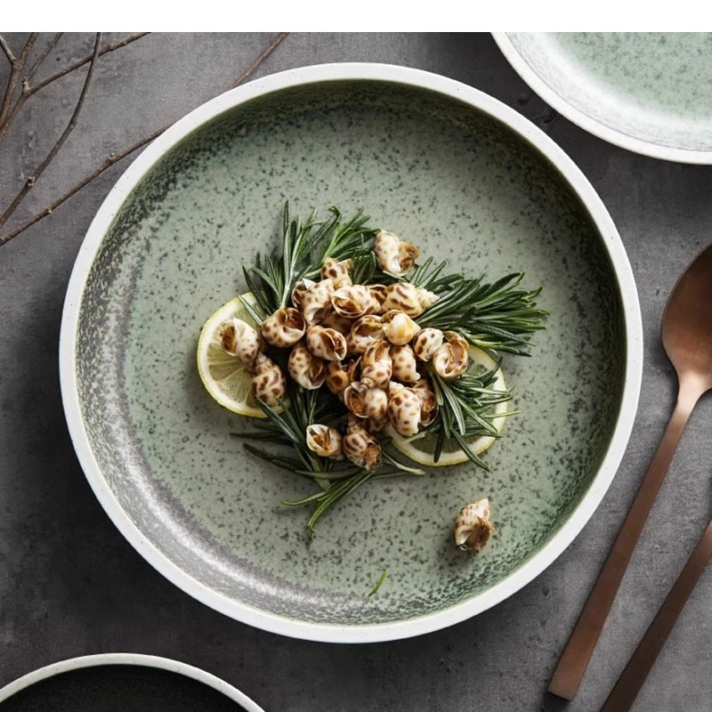 Винтажная круглая керамическая глубокая тарелка для ресторана десерта спагетти