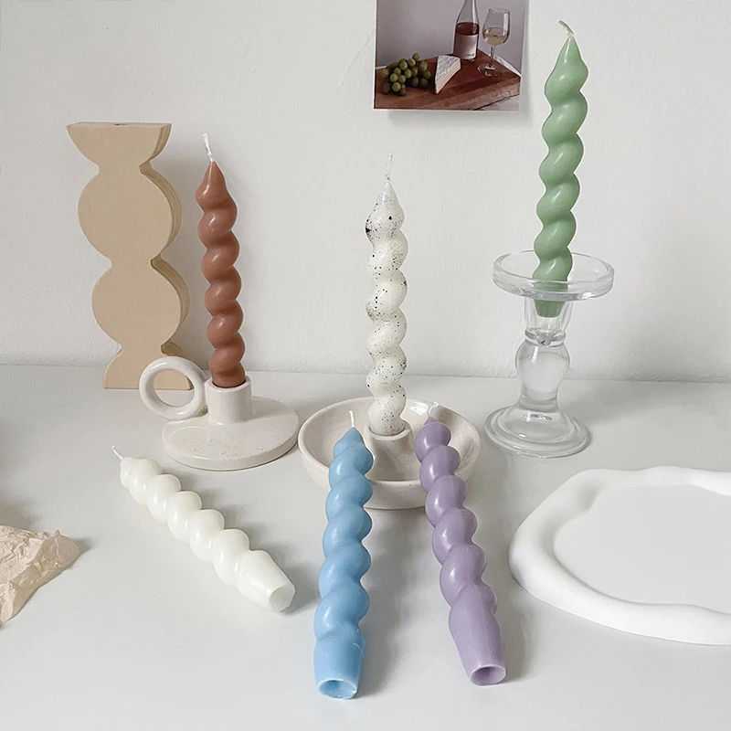 

Home Decoration Candy Color Spiral Twisted Candle Living Room Aromatherapy Romantic Mood Gifts Long Rod Thick Candle Ornament