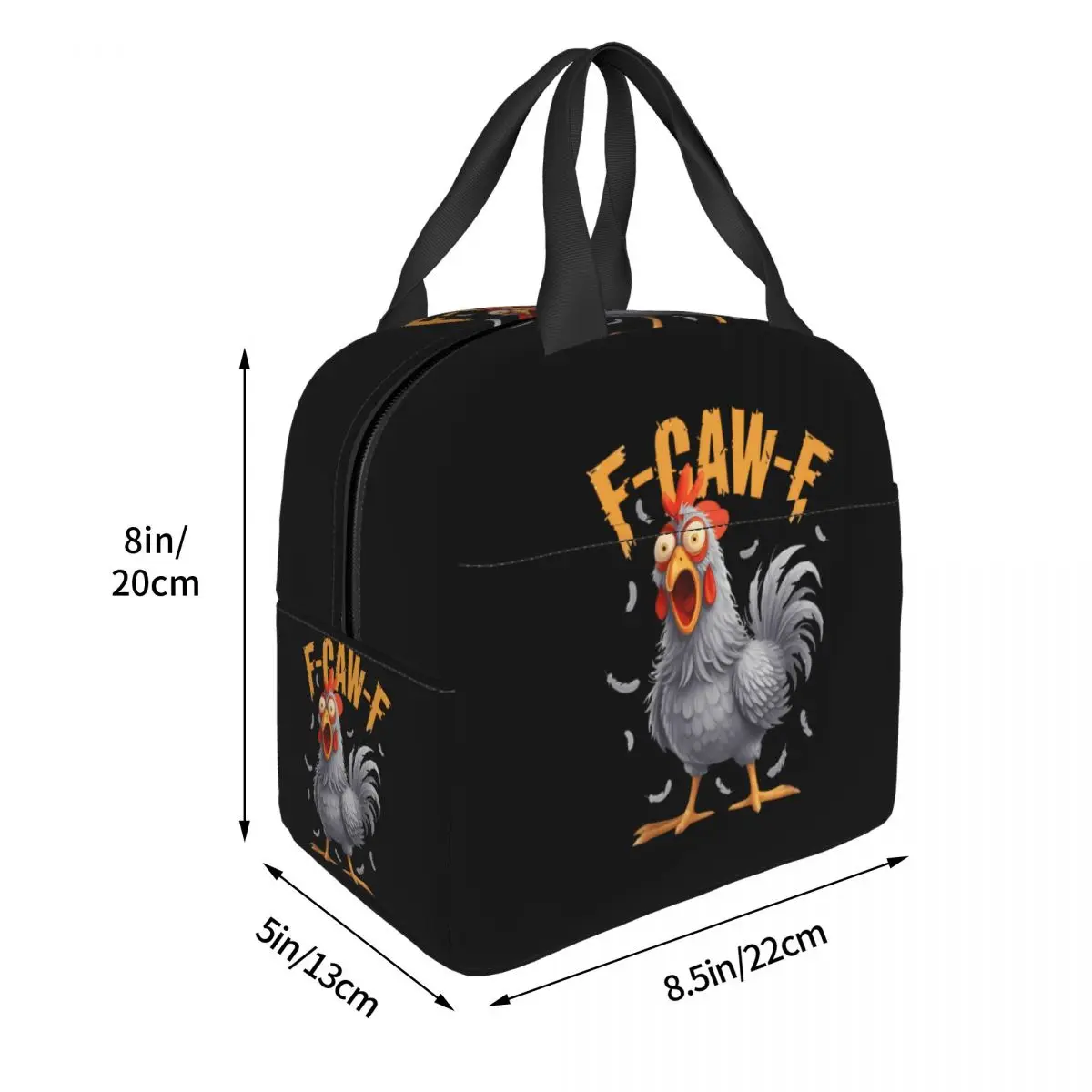 Фото Индивидуальная забавная термосумка F-Caw-F Chicken FCAWF для женщин, многоразовая термокоробка-холодильник для бенто, для пляжа, кемпинга, путешествий №4
