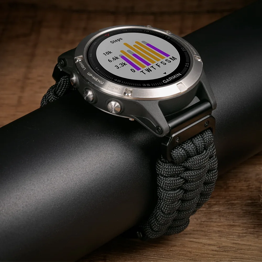 Фото Ремешок для часов HEMSUT для Garmin Quickfit 22/26 мм, нейлоновая оплетка, 550 паракордов, ремешки на запястье, совместимость с Tactix Marq Instinct №4