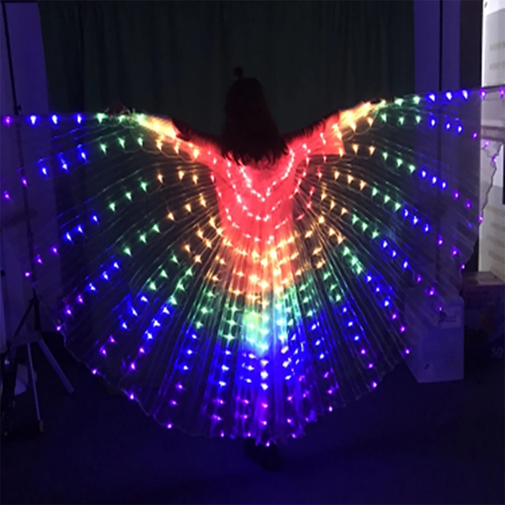 

Belly Dance Wings Kids LED Glow Light Up Isis Wings with Telescopic Flexible Stick for Stage Festival and Party