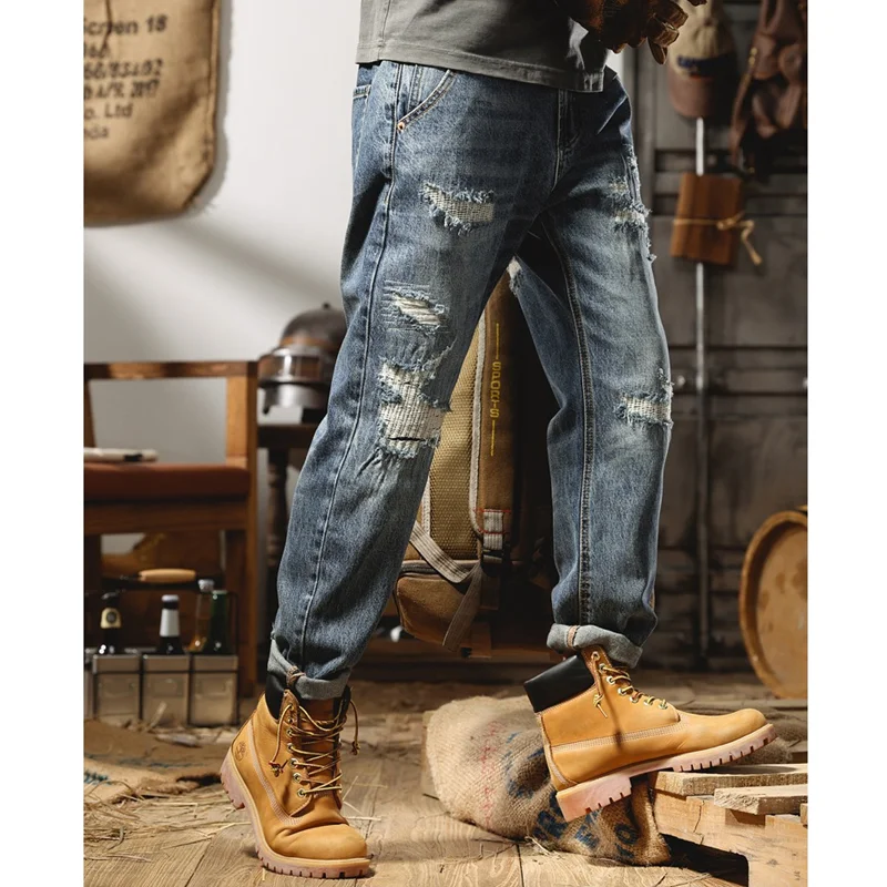 Streetwear Men New Style Straight Loose Cylinder Jeans Vintage Chaopai Comfortable Blue Harun Trousers Women Autumn and Winter