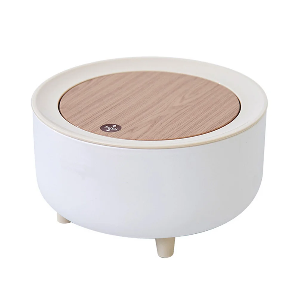 

Can Trash Garbage Lid Bin Rubbishsmall Desktop Desk Table Waste Container Mini Basket Press Bucket Type Wastebasket Tiny