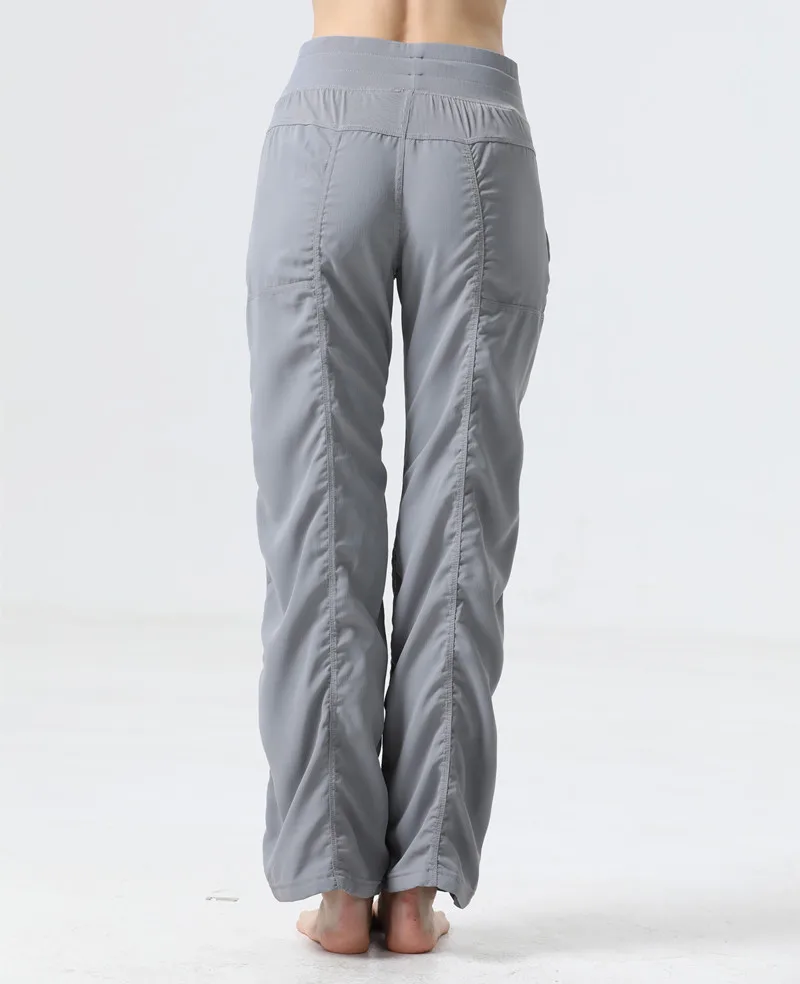 Lulu Women Gym loose full length Pants Wide Leg Pants Workout Running Exercise Trousers 4 Way Stretch capris With Pockets