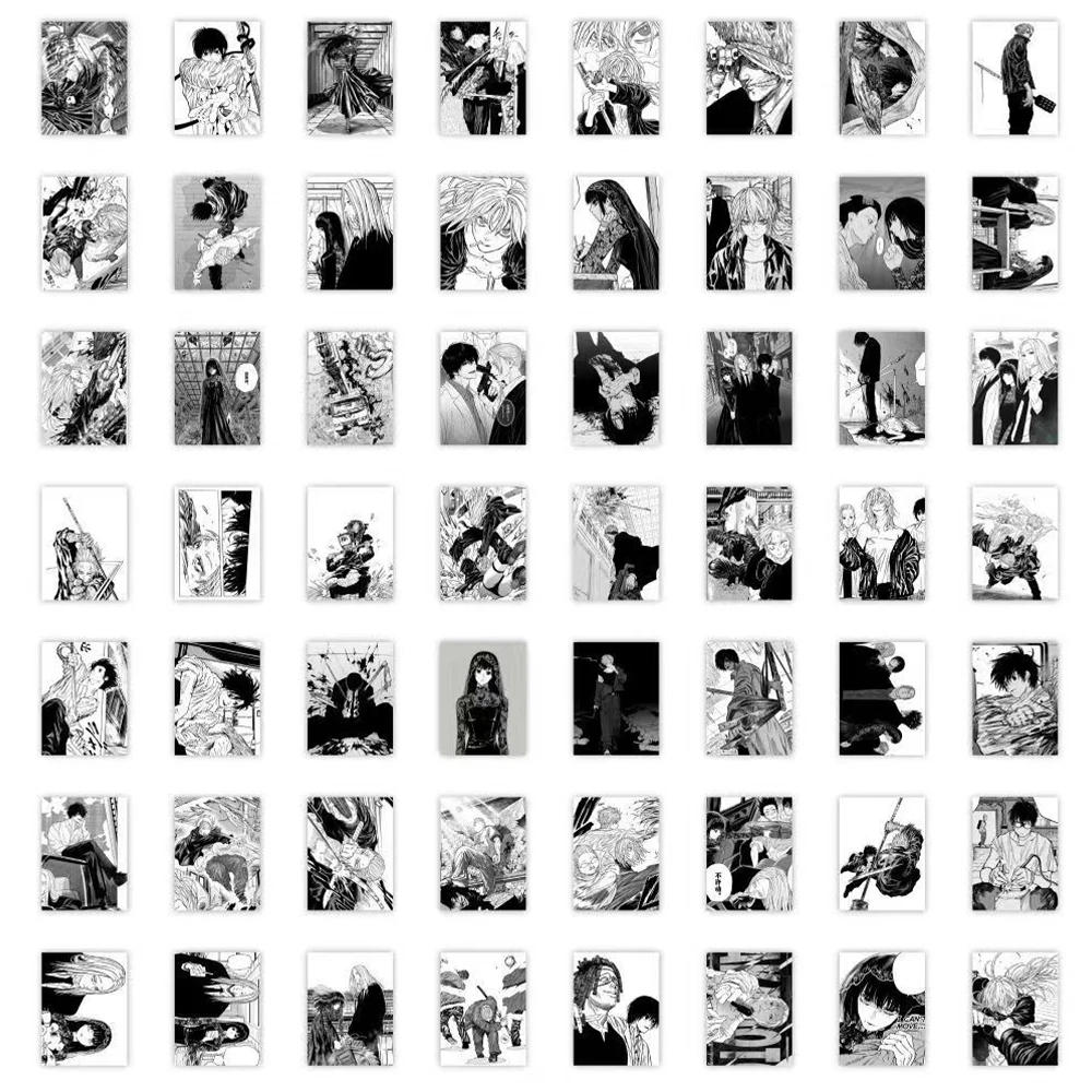 Черно-белые аниме наклейки 10/30/59 шт