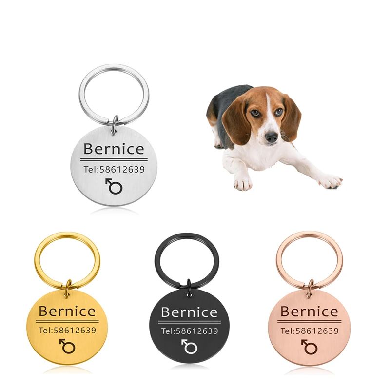 

Free Engraved Pet ID Tag Dog Collar Accessories Decoration Pet Name Number Collars Stainless Steel Cat Tag Customized Tag