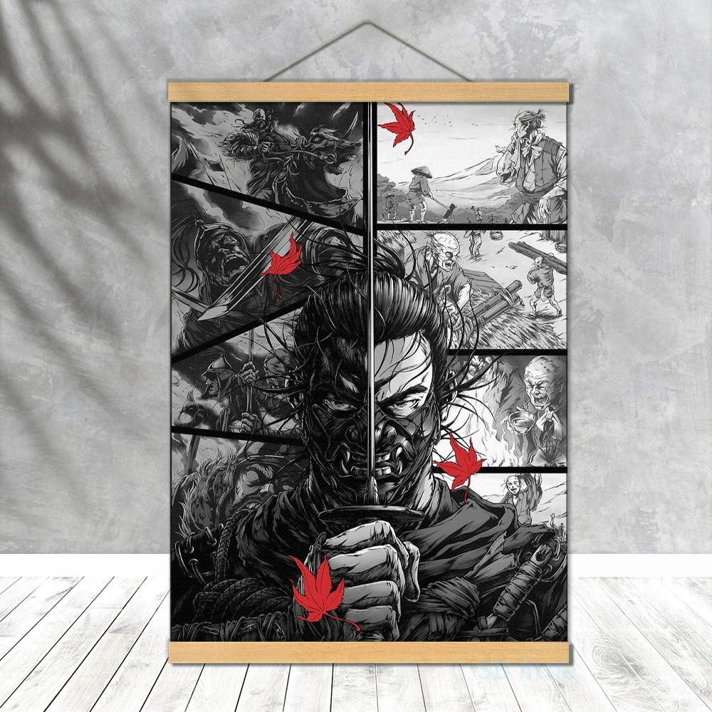 Ghost of Tsushima Samurai Mange Poster Decor PS5 Video Game Western Canvas Prints Hanging Tapestry Design Creativity Wall