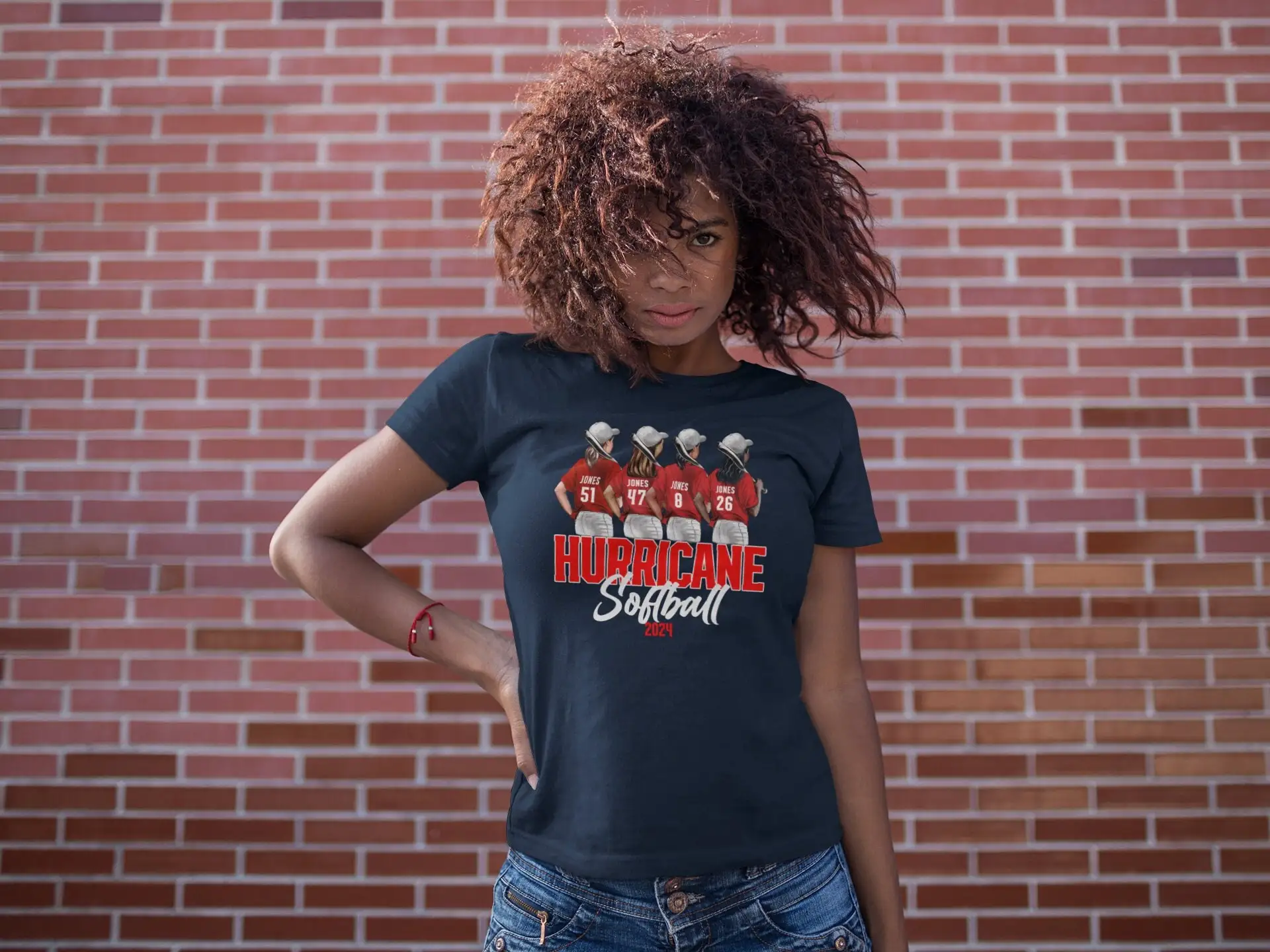 Женская индивидуализированная футболка для Софтбола нескольких игроков девочек