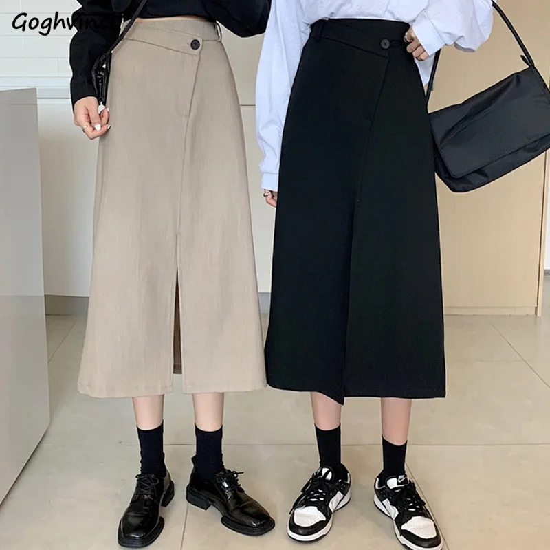 

Skirts Women Korean Style Mid-calf Popular Fashion Cosy Summer Office Lady Trendy All-match New Empire Simple Leisure Casual Ins