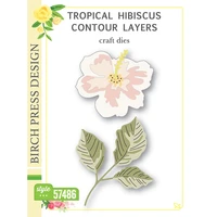 2022 new tropical hibiscus contour layers metal cutting dies diy scrapbooking cards alum paper crafts decoration embossing molds
