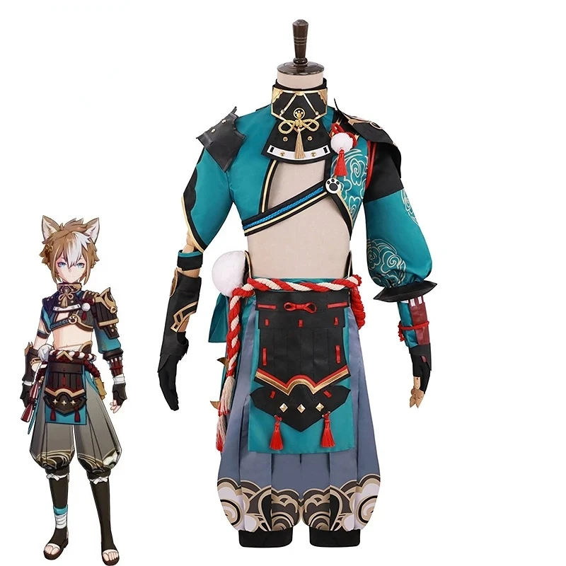 

Game Genshin Impact Gorou Cosplay Costume Men Combat Uniform Fox Boy Costume Halloween Women Cosplay Costume Full Set