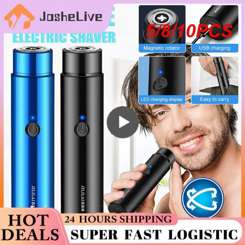 

5/8/10PCS Hot Sale Men Portable Electric Shaving Razors USB Rechargeable Mini Electric Shaver Travel Version Single Head Razor