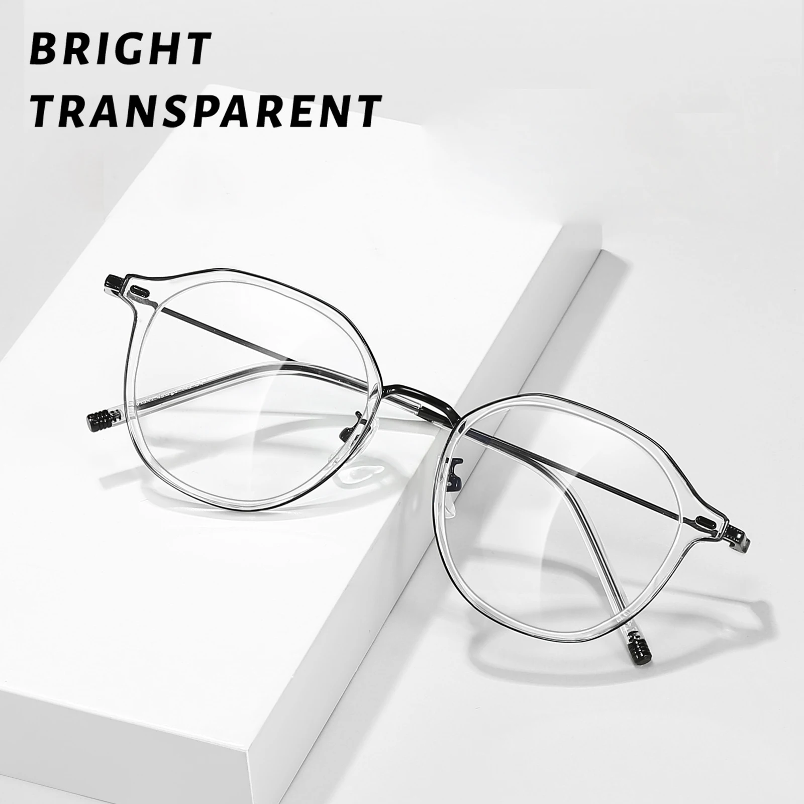 

Retro Fashion Spectacle Ultra Light Alloy TR90 Transparent Women's Glasses Optical Prescription Eyeglasses Frame Small Size Man