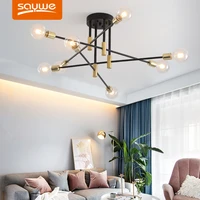 modern nordic e27 black led ceiling chandelier edison bulbs indoor light fixtures for bedroom living room lamp