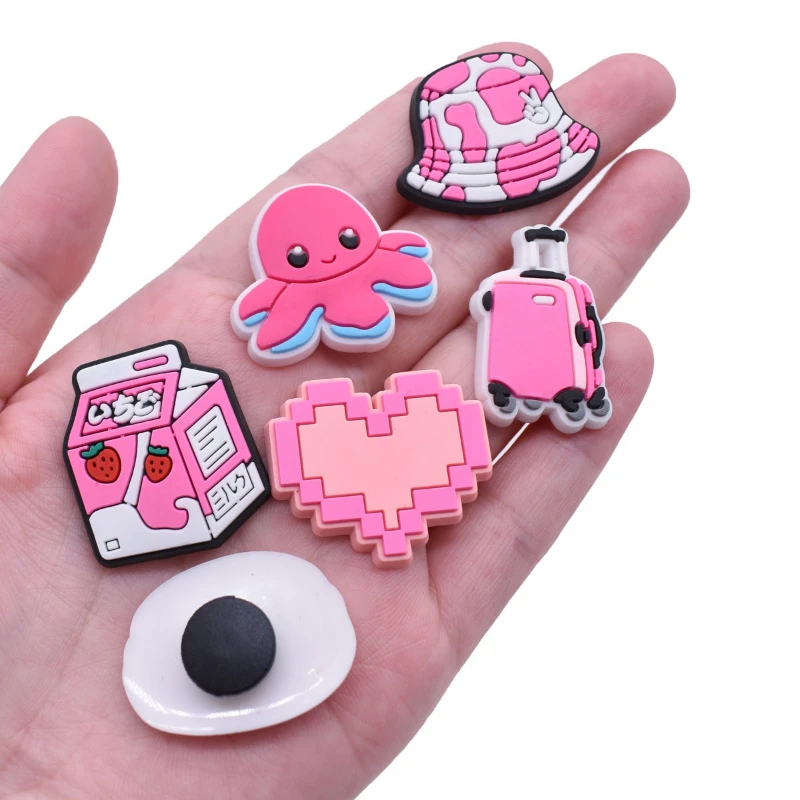 Novelty 37 Pcs Pink Girl Croc Charms Accessories Sandals Shoe Decorations Buckle Girls Women Party Gifts