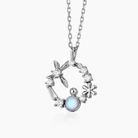 new luxury fashion silver snowflake necklace circle clavicle chain pendant for women girl jewelry gift