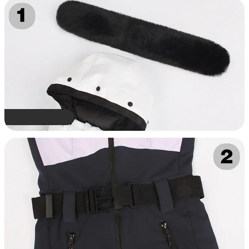 Новинка зимы 2025 цельный лыжный костюм женская тонкая уличная куртка для