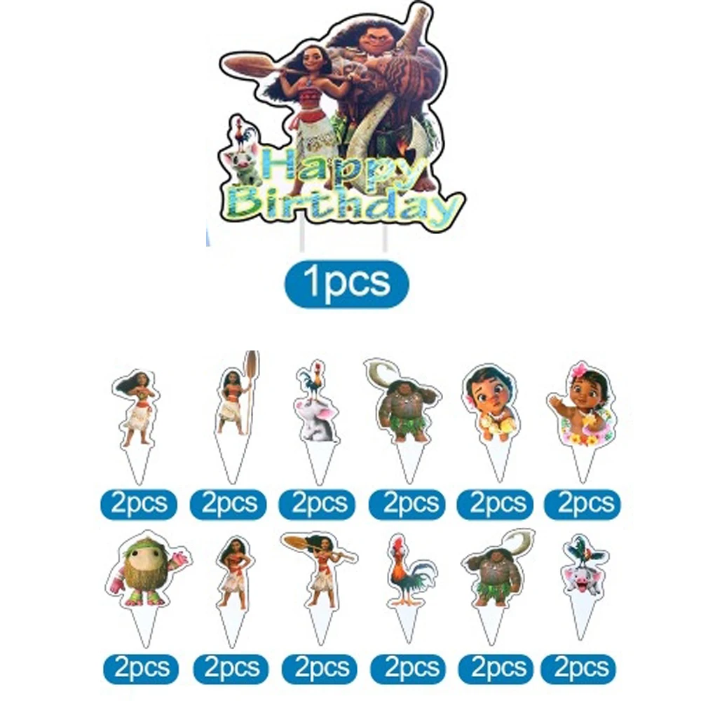 25 шт./лот украшение для торта на тему Моаны топпер детские товары дня рождения