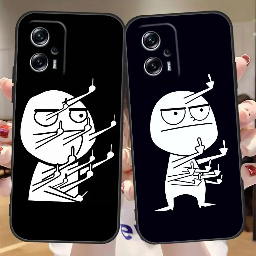 

Cute Funny Man Middle Finger Cover Case For Redmi Note 11 11S 11E 11T 7 8 12 8T 9 9S 9T 10 10S Pro Plus 4G 5G TPU Carcasa Case