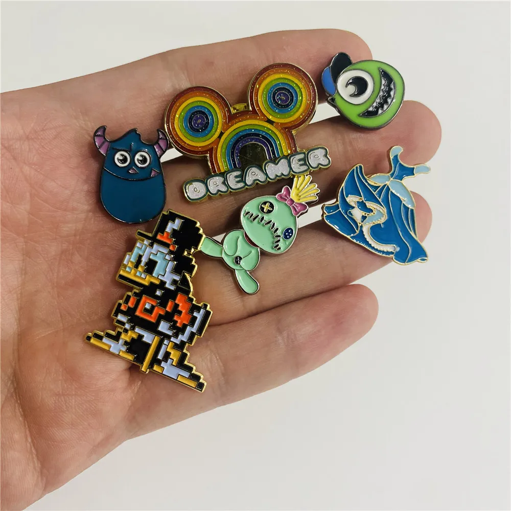

Disney Pins Cartoon Mickey Blue Fur Monster Green Big Eye Metal Badge Chest Pin Fashion Clothing Accessories Women's Men's Gifts
