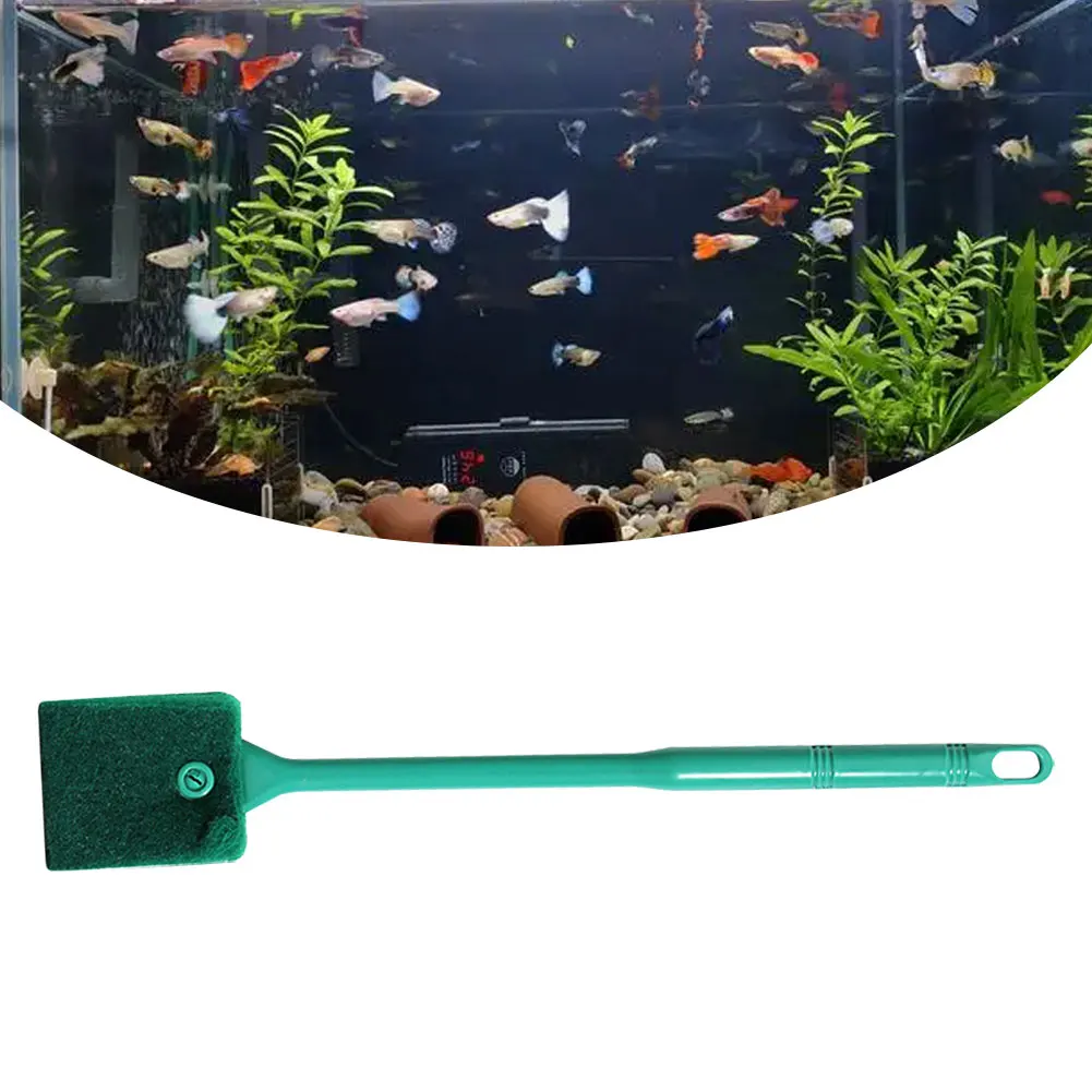 

Скребок для чистки с длинной ручкой, емкость для рыбы, щетка для чистки аквариума, прочный двухсторонний домашний стеклянный скребок, губка ...