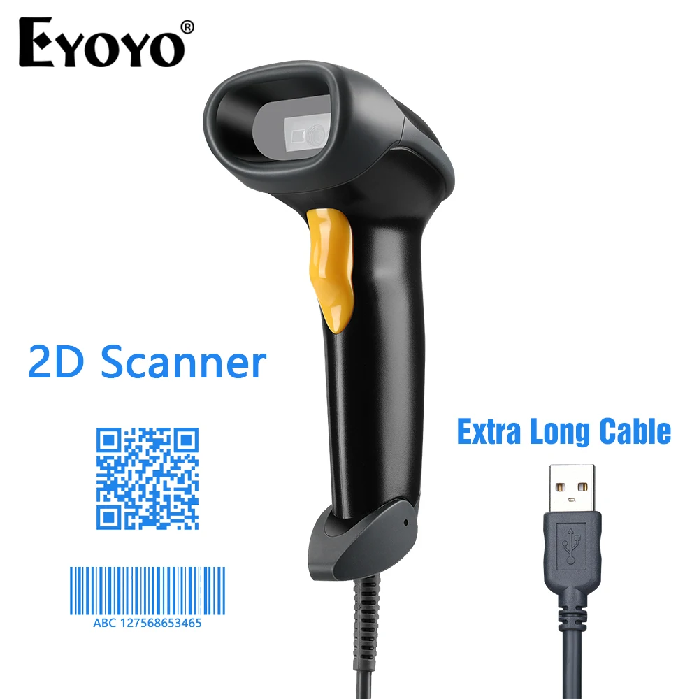 

Eyoyo USB Wired 1D 2D Barcode Scanner Handheld QR Code PDF417 Data Matrix CCD Reader COMS Screen Automatic Scanning Bar Code