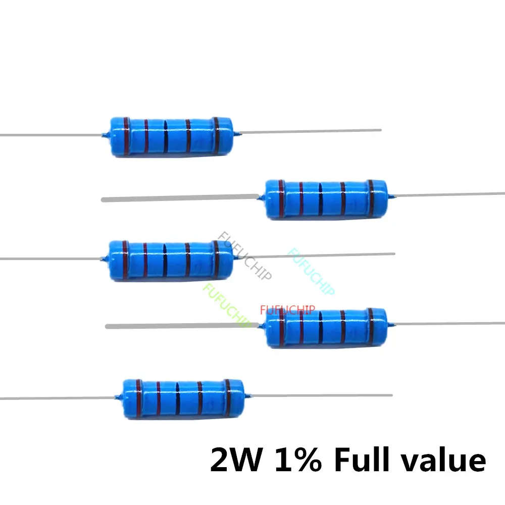 

20PCS 2W metal film resistor 1% five-color ring power resistor 0.1~1M 2 4.7 10R 47 100 220 360 470 1K 2.2K 10K 22K 4.7K 100K Ohm