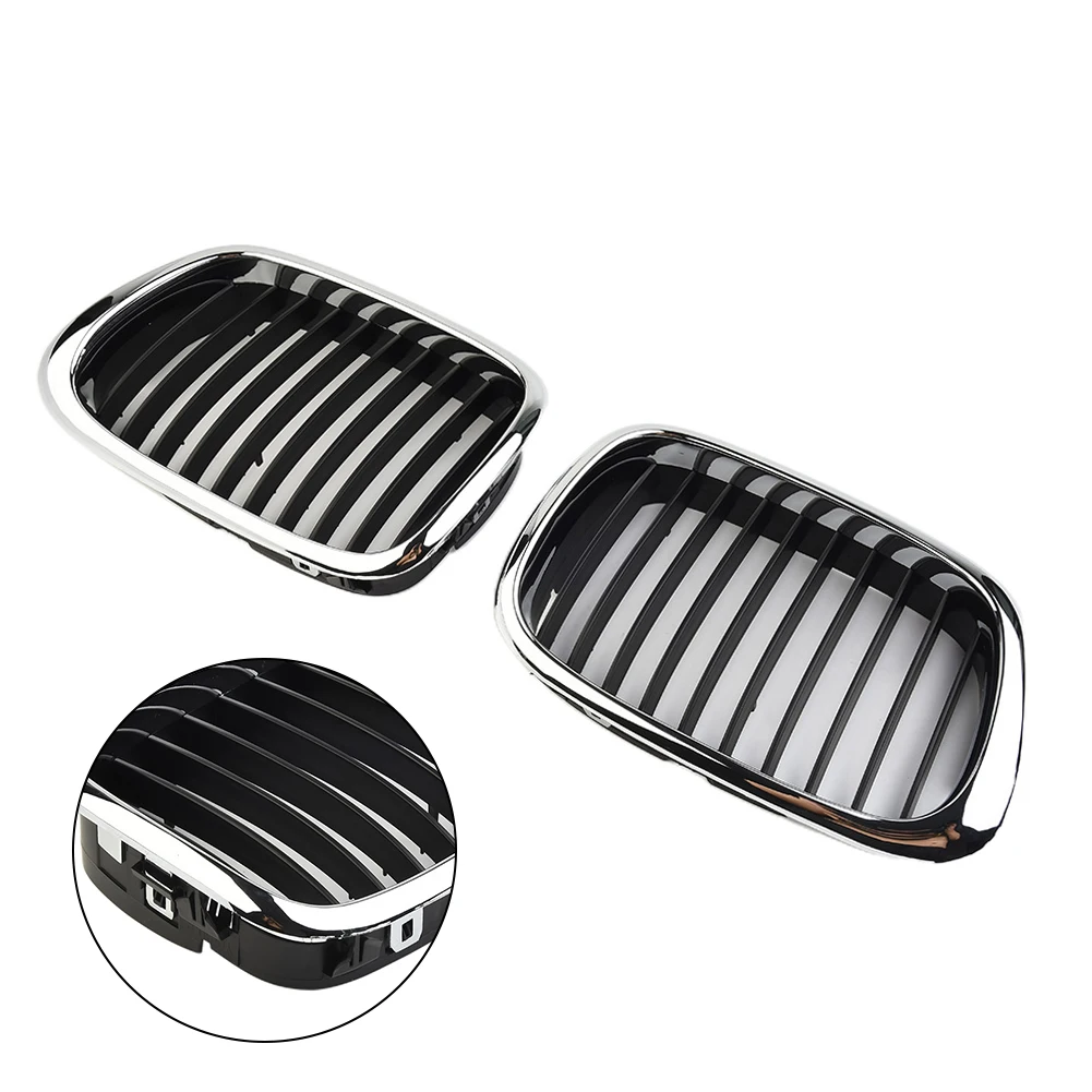 

Black Grilles Mesh Grill Bumper For BMW E39 1998-2003 For Sedan 525 530 535 540 M5 Front Chrome Silver outline Useful