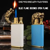 creative explosion double fire lighter jet flame open fire conversion windproof inflatable lighter novelty mens gift
