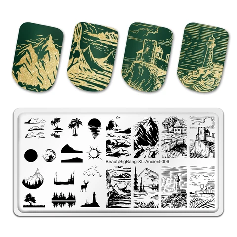 Пластины BeautyBigbang для стемпинга ногтей в древнем стиле, шаблон для штампы для дизайна ногтей с изображением медведя, сказок, XL-001