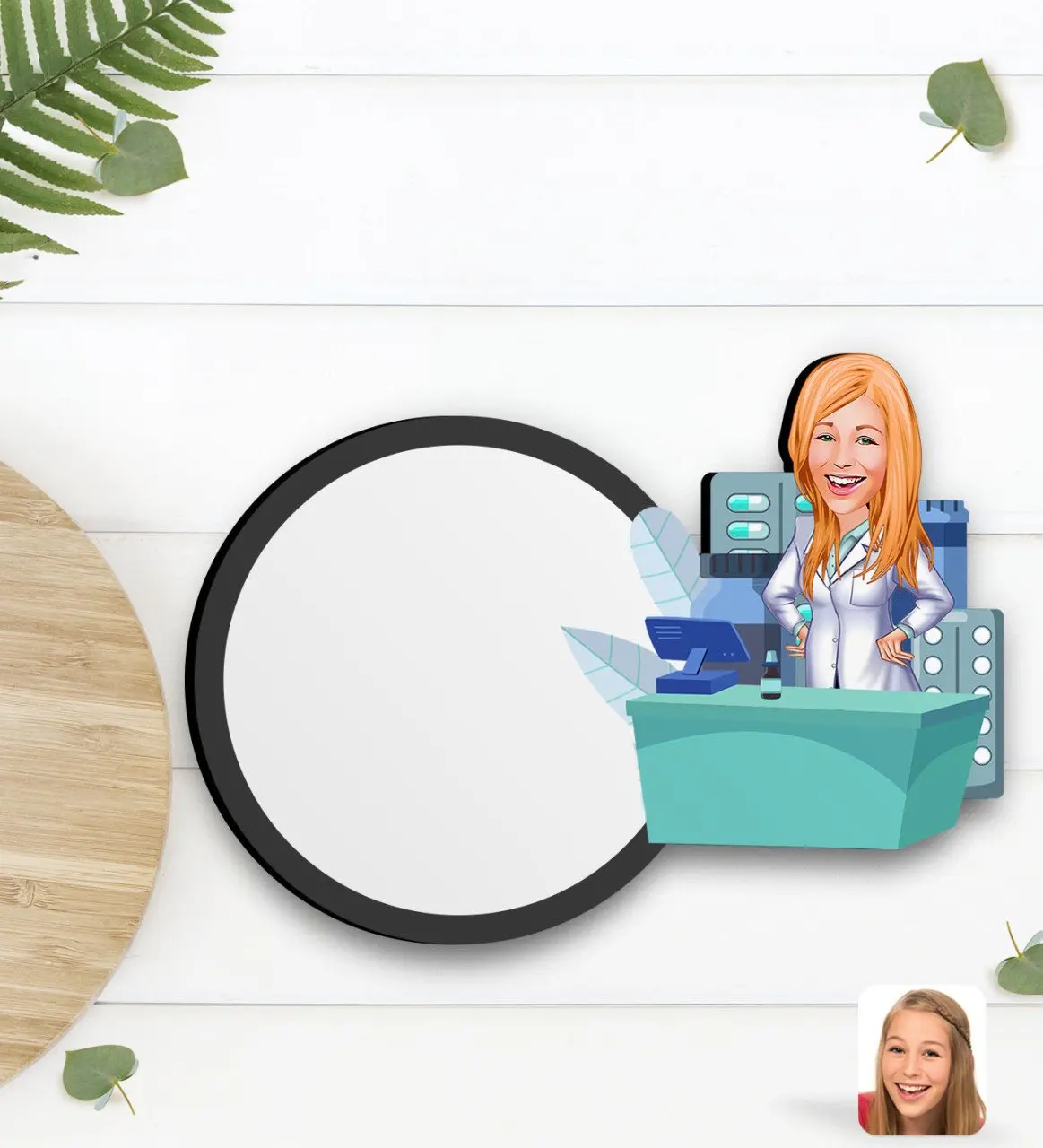 

Personalized Female Pharmacist Caricature Of Wood Cup Altlığı-4