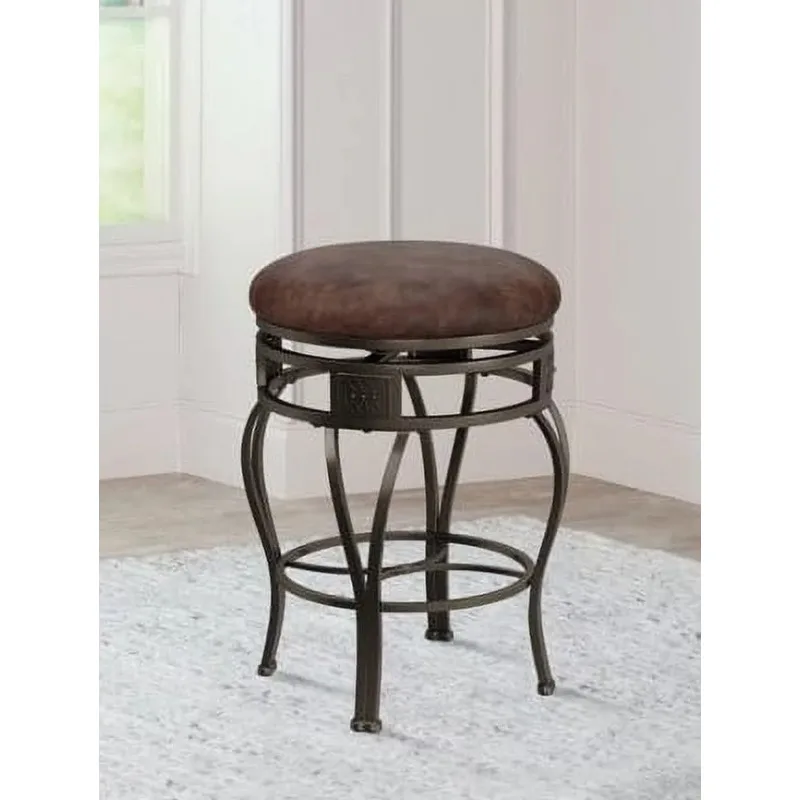 

Hillsdale Furniture Montello 26" Metal Upholstered Backless Counter Height Swivel Stool, Old Steel