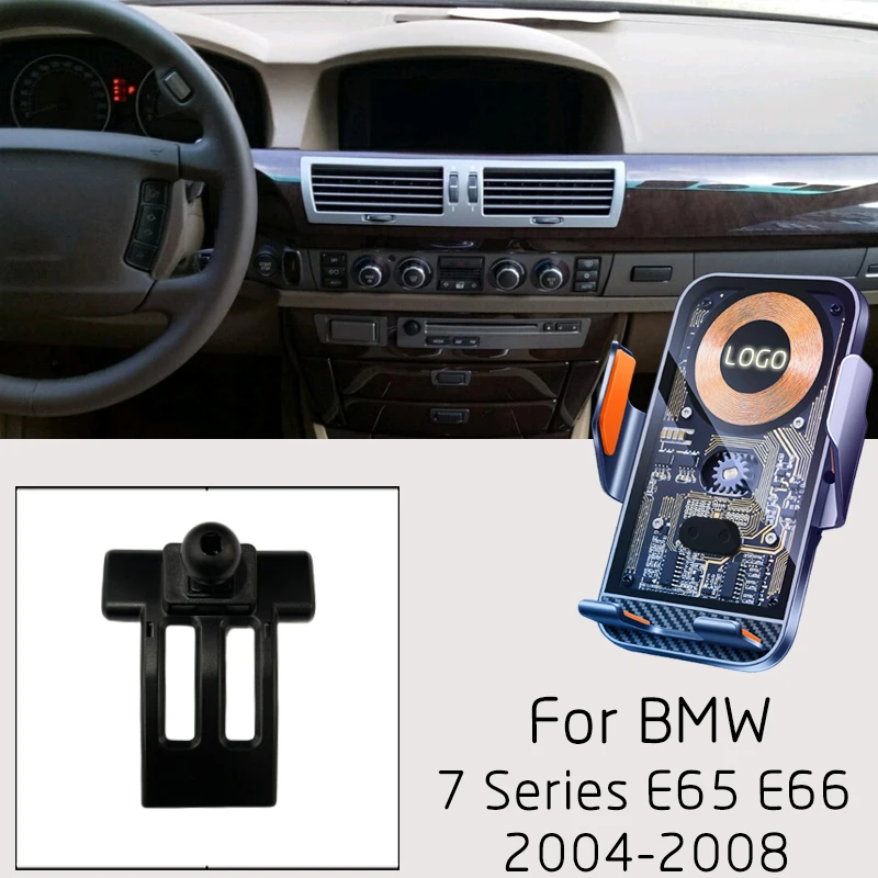 

Автомобильный держатель мобильного телефона для BMW серий 7 E65 E66 2004-2008, беспроводное зарядное устройство, встроенная батарея, автоматическая индукция, светящийся Логотип