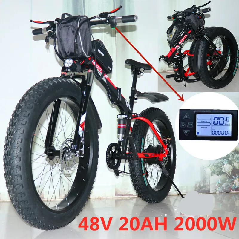 Купи Electric bicycle 1000W 2000W electric mountain bike electric snow bike 48V 20Ah 26 * 4.0 inch tire eBike electric bicycle eBike за 1,146 рублей в магазине AliExpress