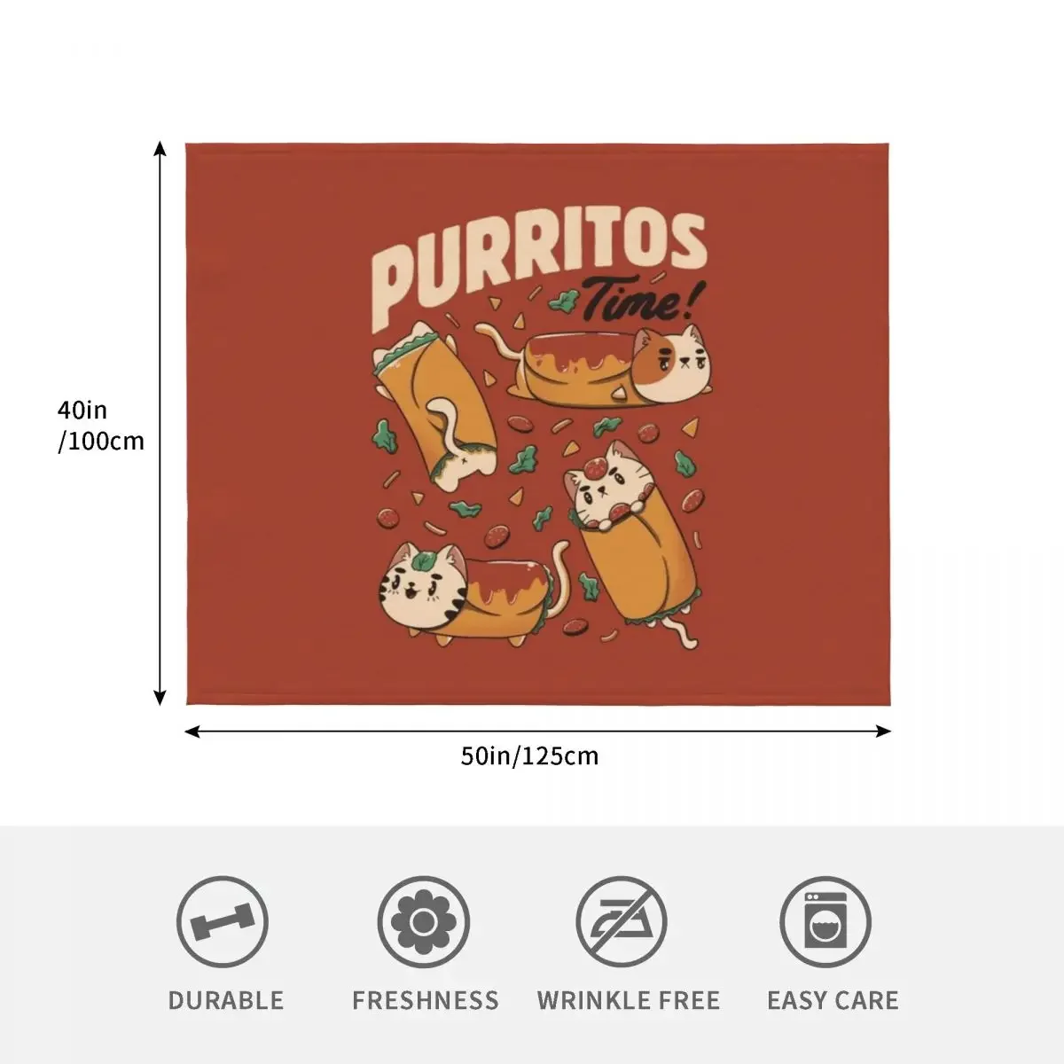 Фото Purritos Time Burrito Cat Забавная мексиканская еда от Tobe Fonseca Плед Одеяло Retros Фланелевая ткань Плед Плюшевые одеяла №4
