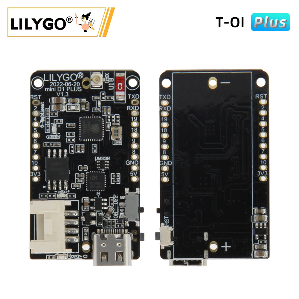 LILYGO® TTGO T-OI Plus ESP32-C3 RISC-V modulo Wireless circuiti di sviluppo MCU scheda Wi-Fi Bluetooth con 16340 portabatterie