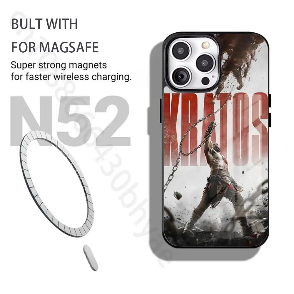 Фото Чехлы для телефонов G-God OF War K-Kratos для iPhone 17, 16, 15, 14, 13, 12, 11 Pro Max, защитный чехол с полным покрытием для Magsafe №3