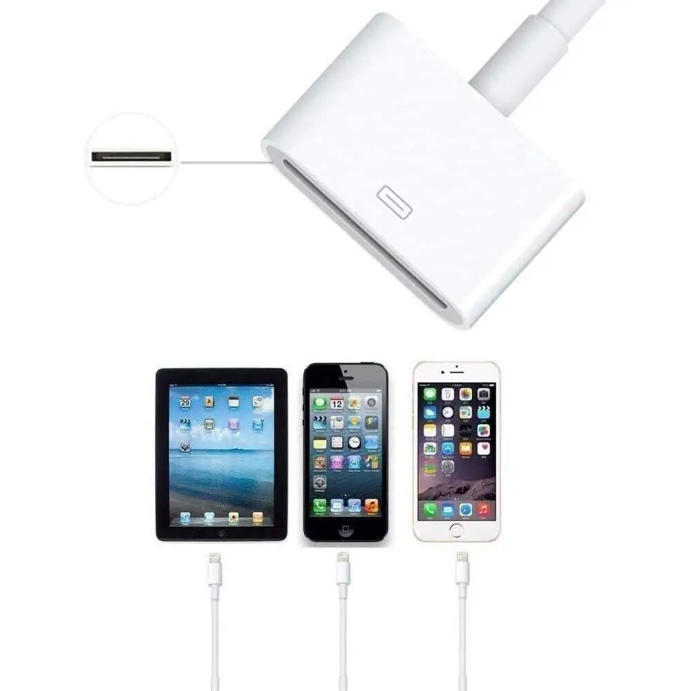 Адаптер Lightning/30-Pin для зарядки iPhone 12/11/X/8/7/6/5/iPad/iPod |