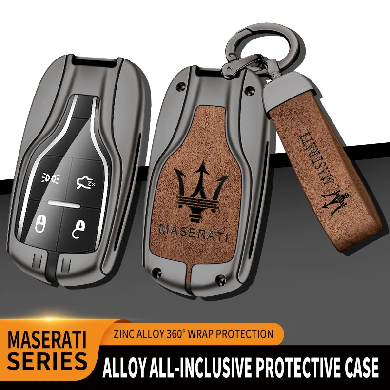 

Zinc Alloy Patterned Leather Car Key Case Shell Auto Key Bag For Maserati Levante Ghibli Quattroporte GT Granturism GranCabrio