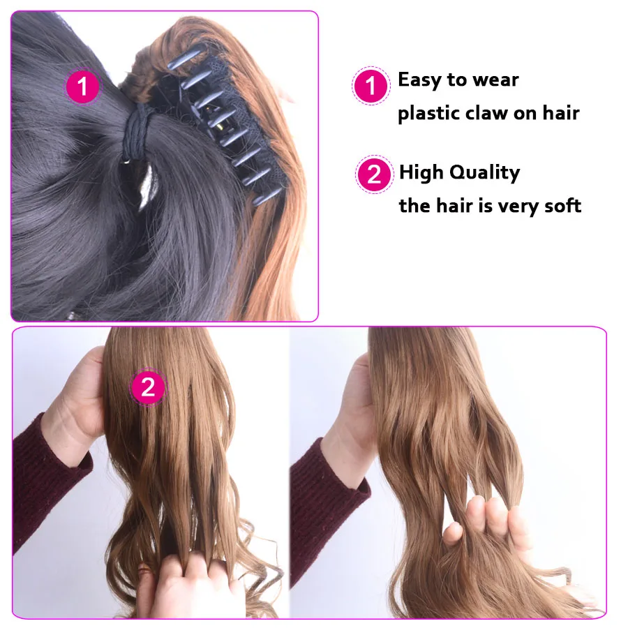 Synthetic Women's Wavy Short Ponytails Claw On Hair Tail Extensions Curly False Hairpieces
