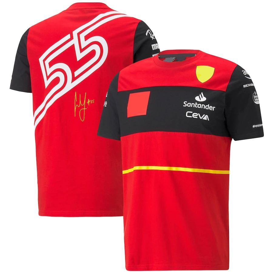 

New F1 Team T-Shirt Official Hot Sale Formula One Racing Short Sleeve Motocross Red Short Sleeve 2023 Men's Outdoor Clothing