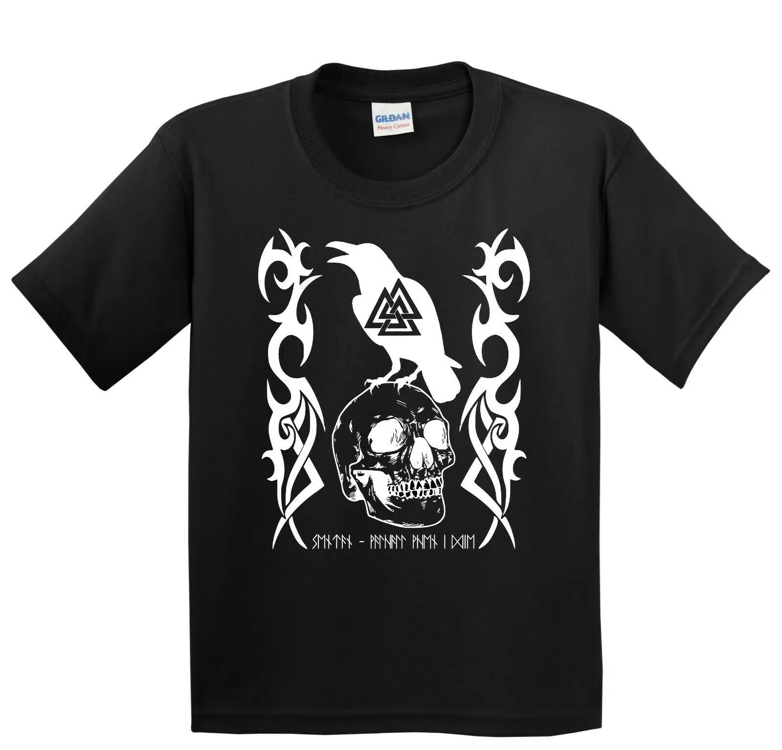 

Men's Valknut, Skull, Einherjer, Norse Viking, Large, black t-shirt, Amon Amarth
