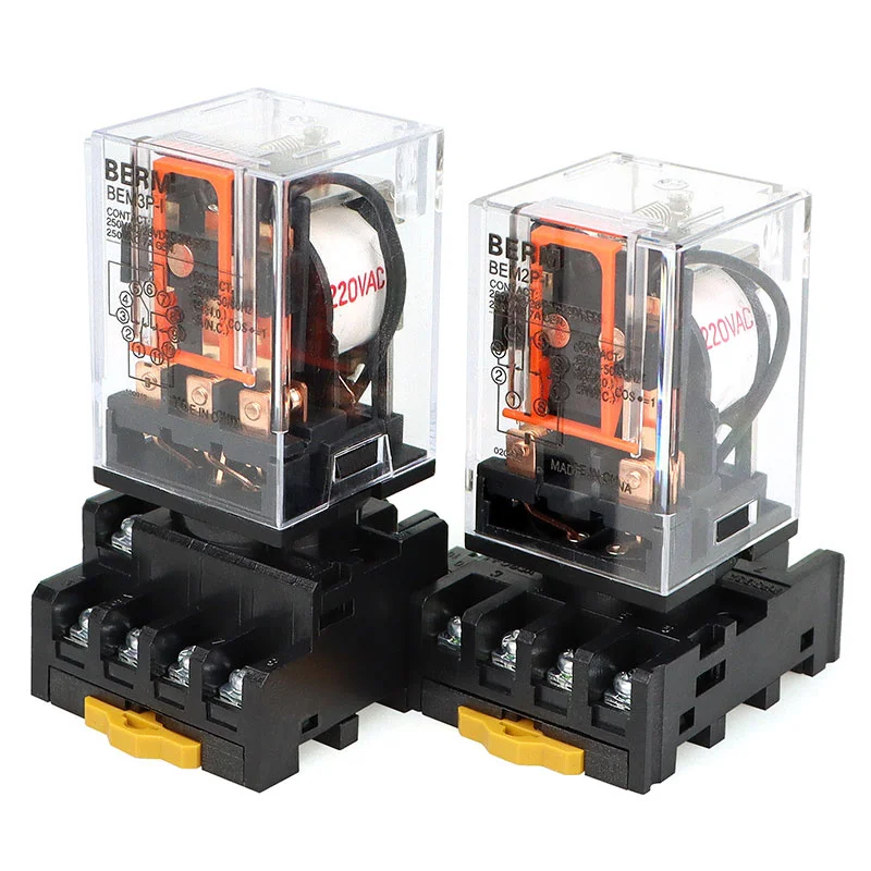 

Miniature Coil Generalelectromagnetic intermediate relay switch with Socket Base LED AC 110V 220V DC 12V 24V